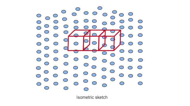 Two cubes each with 3 cm edge are placed side by side to form a cuboid  For this cuboid draw an isometric sketch